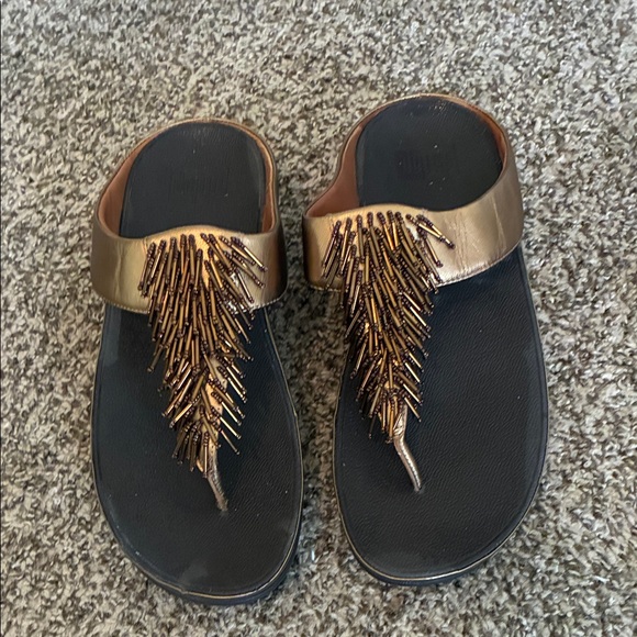 Fitflop Shoes - FitFlop Bronze Rumba Cha Cha Wedge Flip Flops Sandals SZ 8